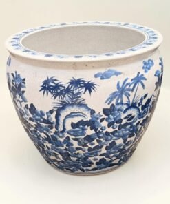 Blue and White Chinoiserie Fish Bowl Planter