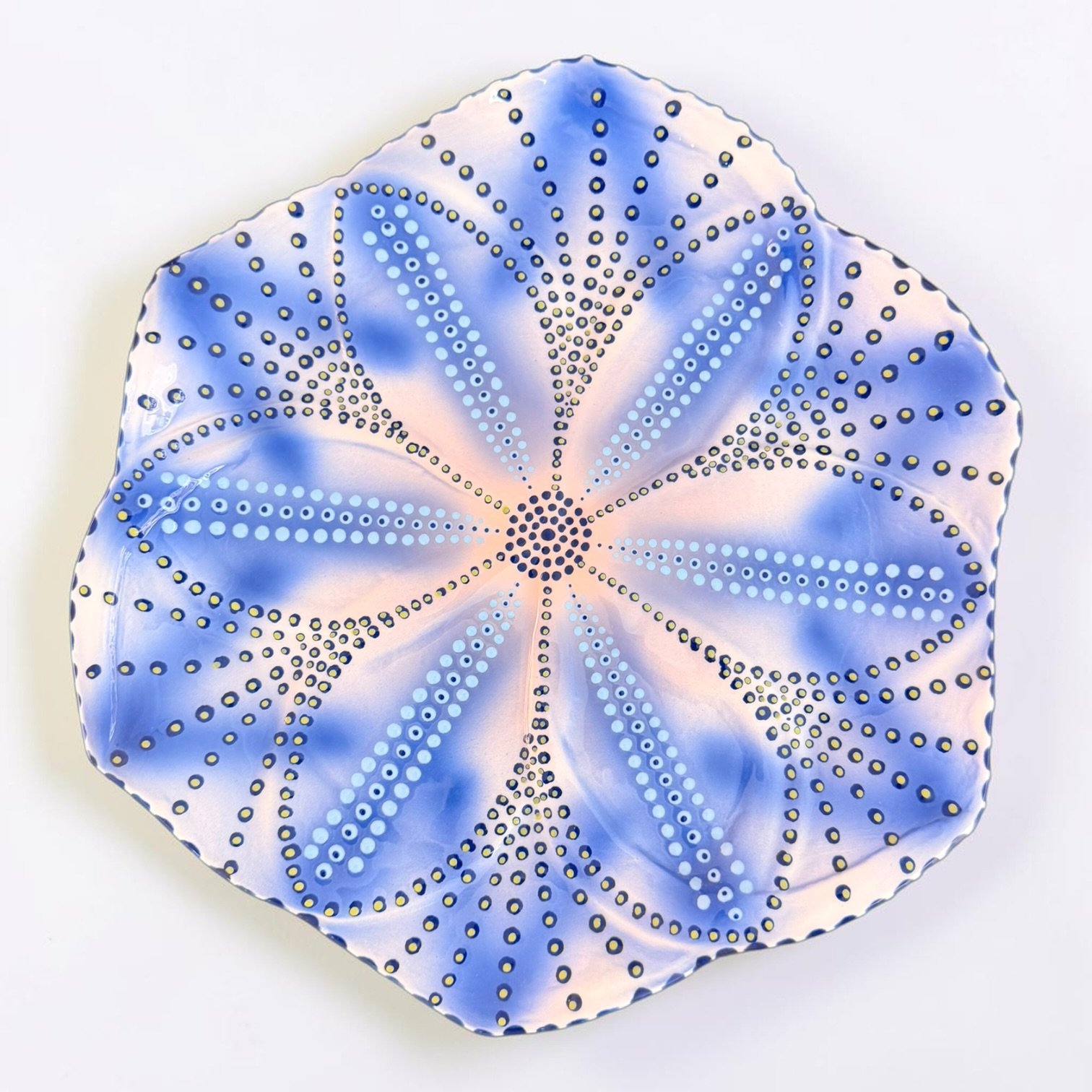 African Tulip Dinner Plate White and Blue - Image 2