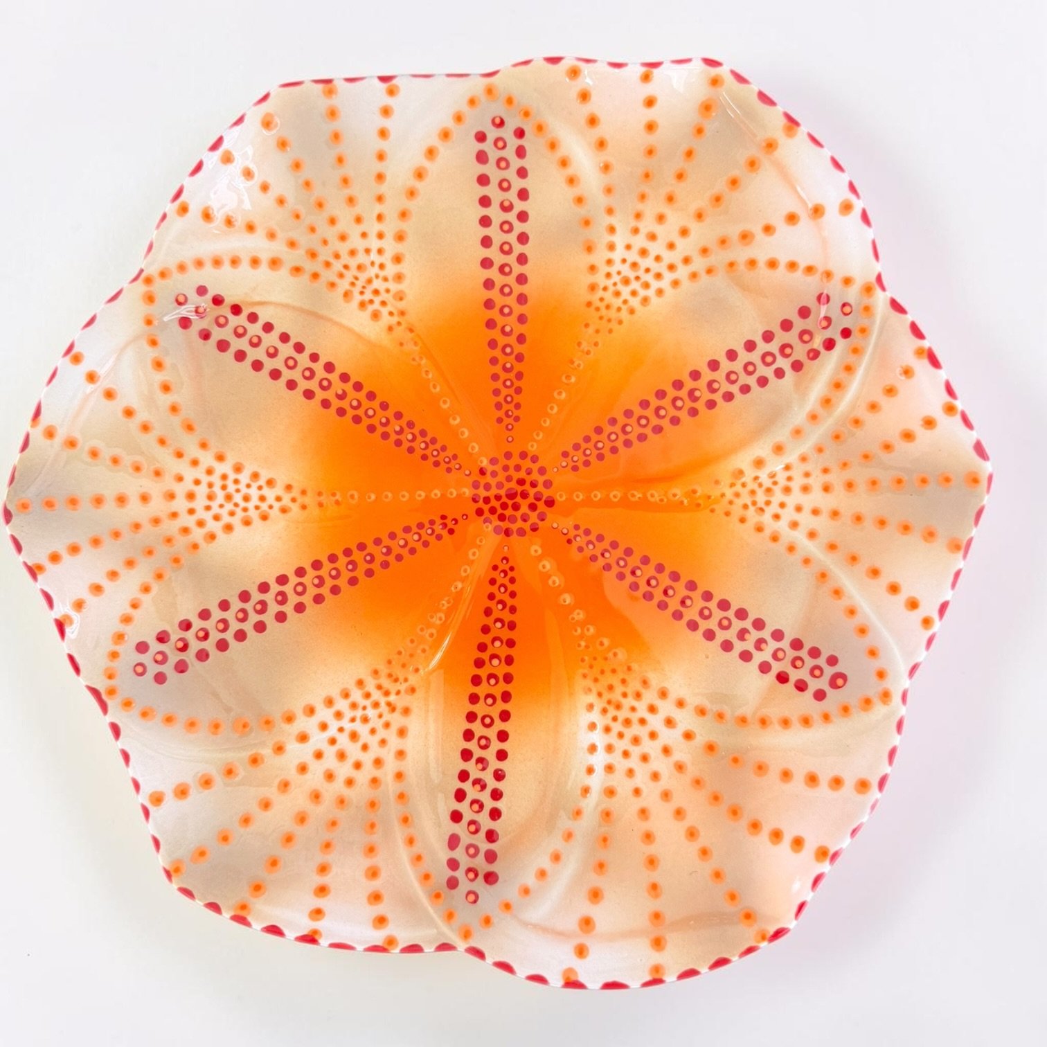 African Tulip Dinner Plate White and Orange - Image 2