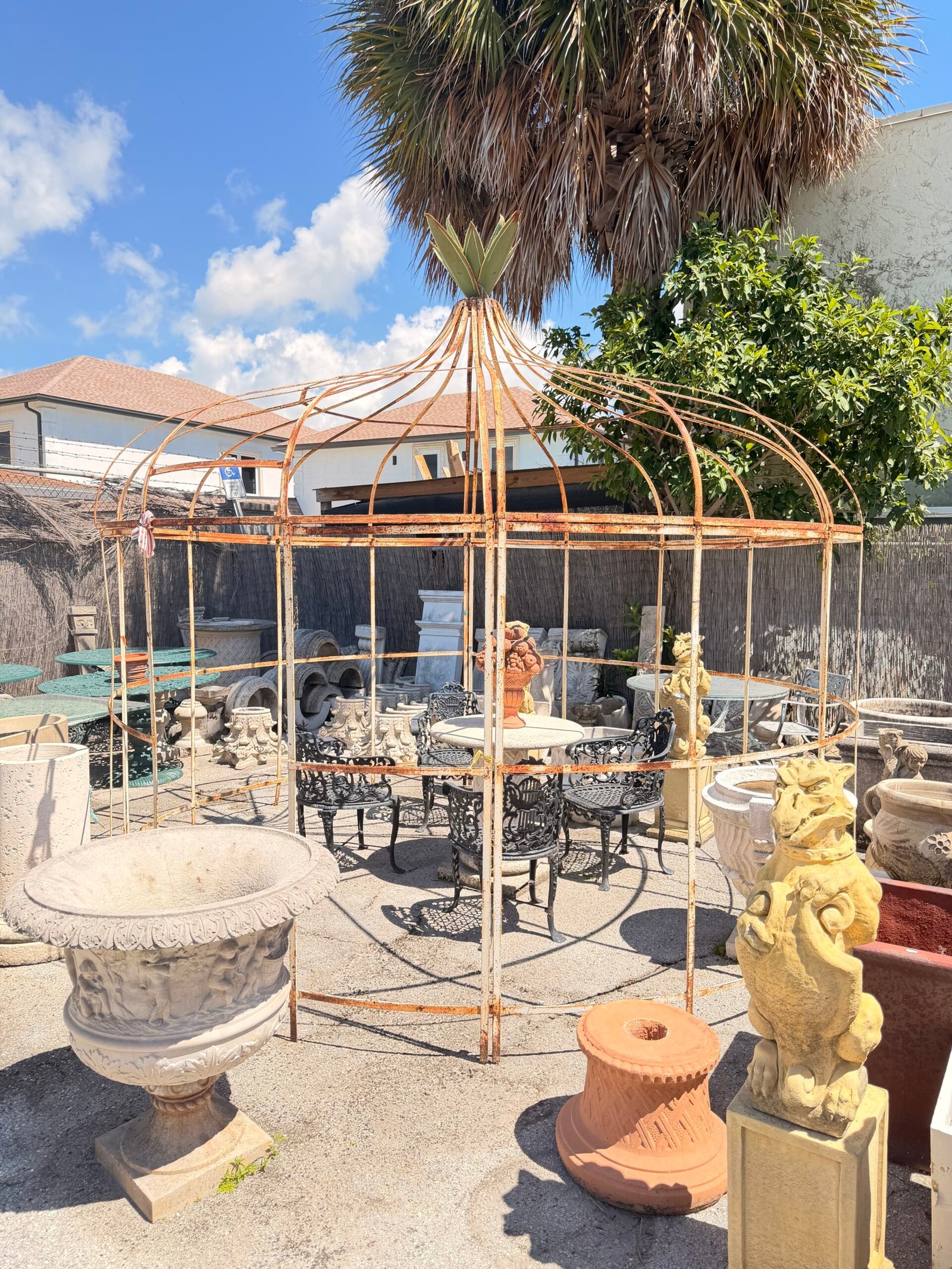 Large Iron Garden Gazebo with Agave Finial - Image 2