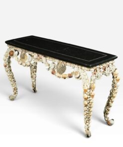 Shell-Encrusted Console Table with Marble Top
