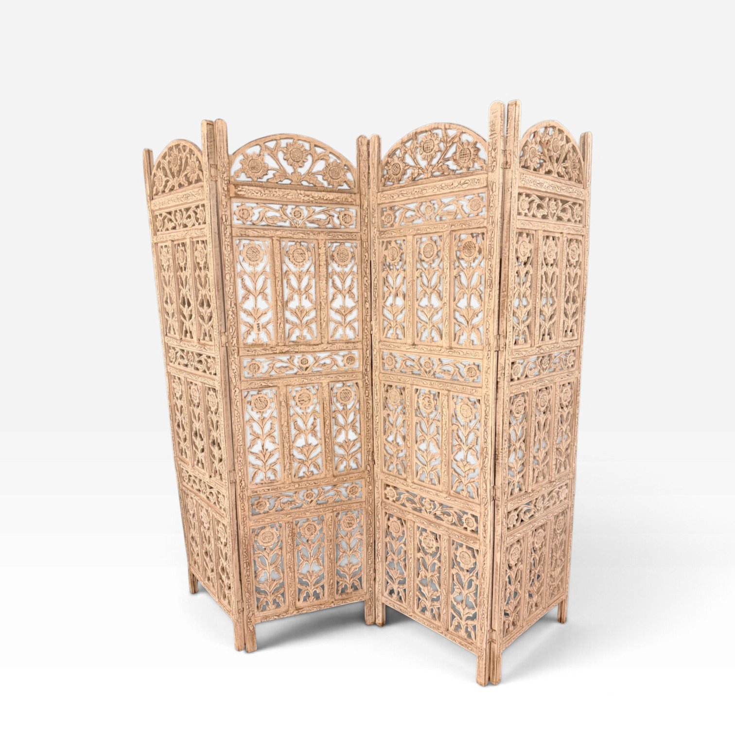 Carved White Wood Screen - Image 2
