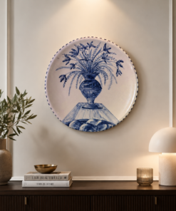 African Hand-Painted "Blue Vase" Wall Platter