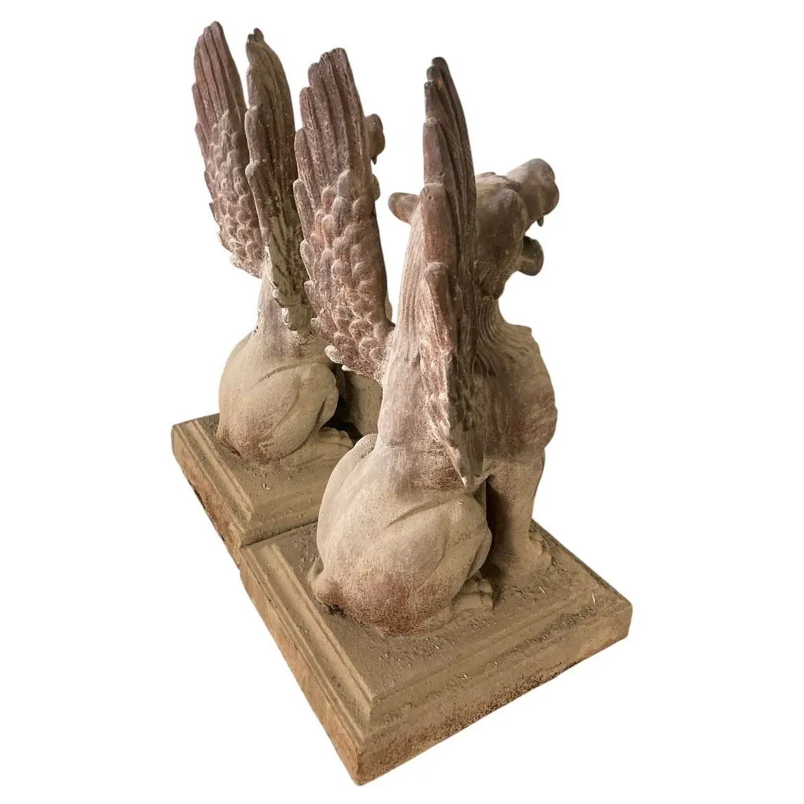 Pair of Monumental Neoclassical Cast Iron Winged Griffin Statues - Image 5