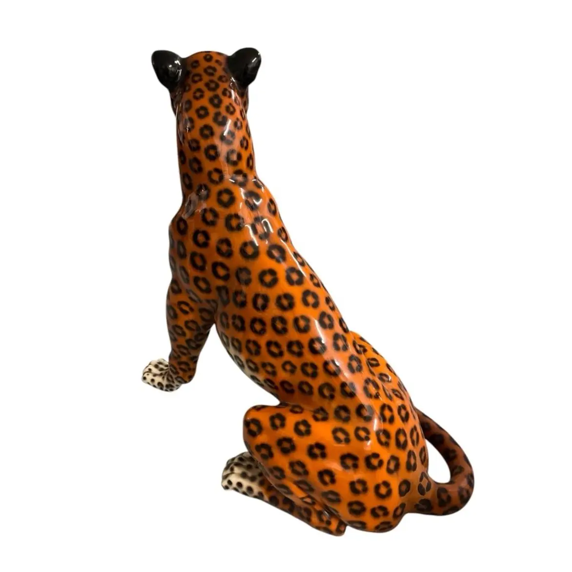 Vintage Glazed Ceramic Leopard Statue - Image 5