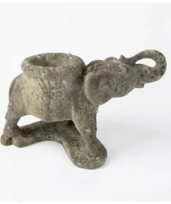 Vintage Cast Stone Elephant Planter
