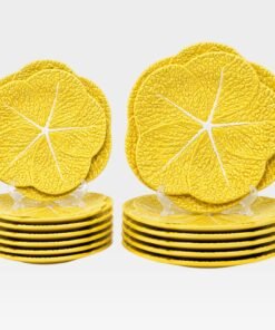 Handmade Cabbage Leaf Charge and Dinner Plates Yellow