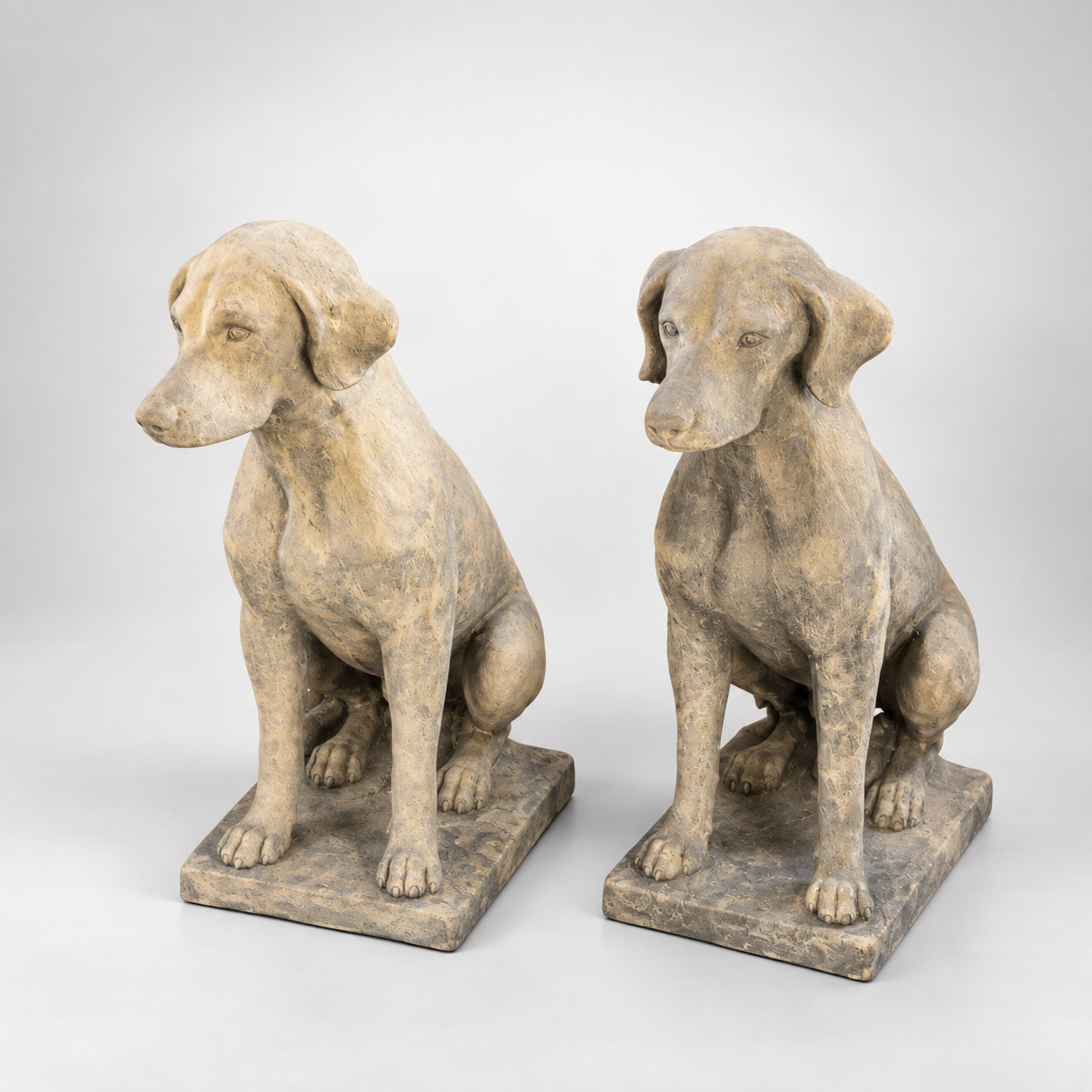 Pair of English Cast Stone Labrador Statues
