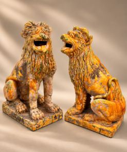 Pair of Glazed Ceramic Foo Lion Statues