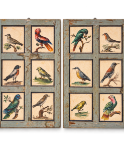 Pair of Hand-Painted Ornithological Wood Panels, Italy