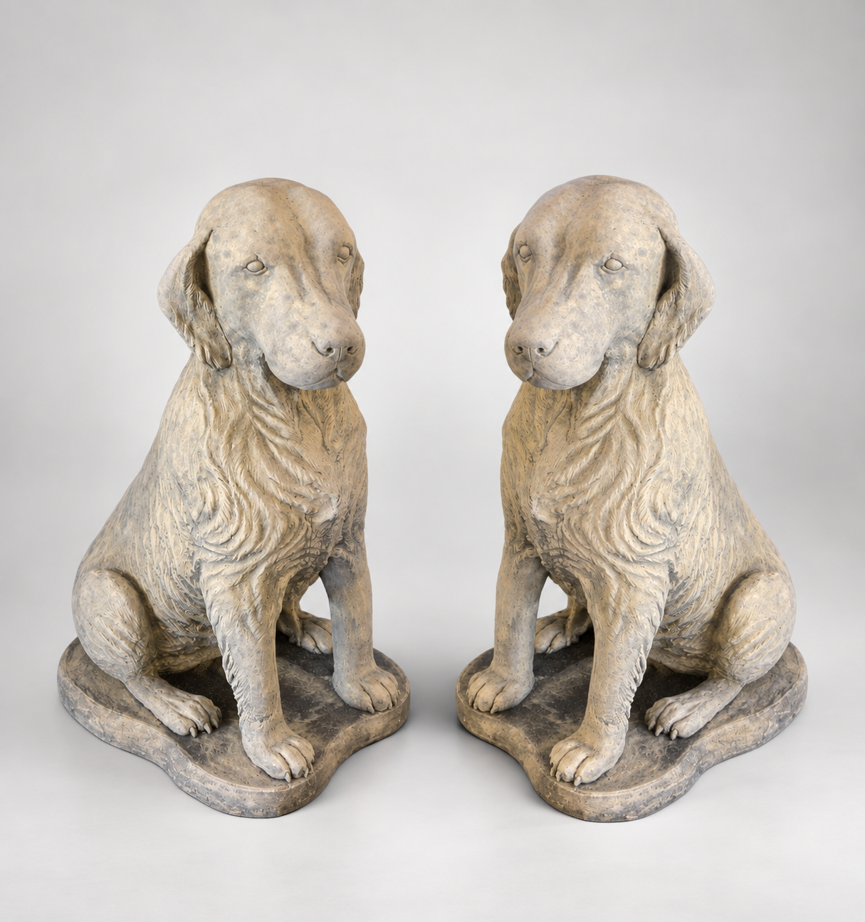 Pair of English Cast Stone Hound Statues