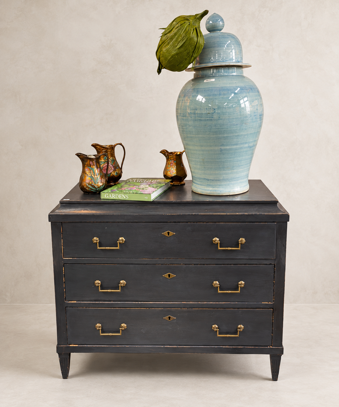 Vintage Blue Three-Drawer Commode - Image 2