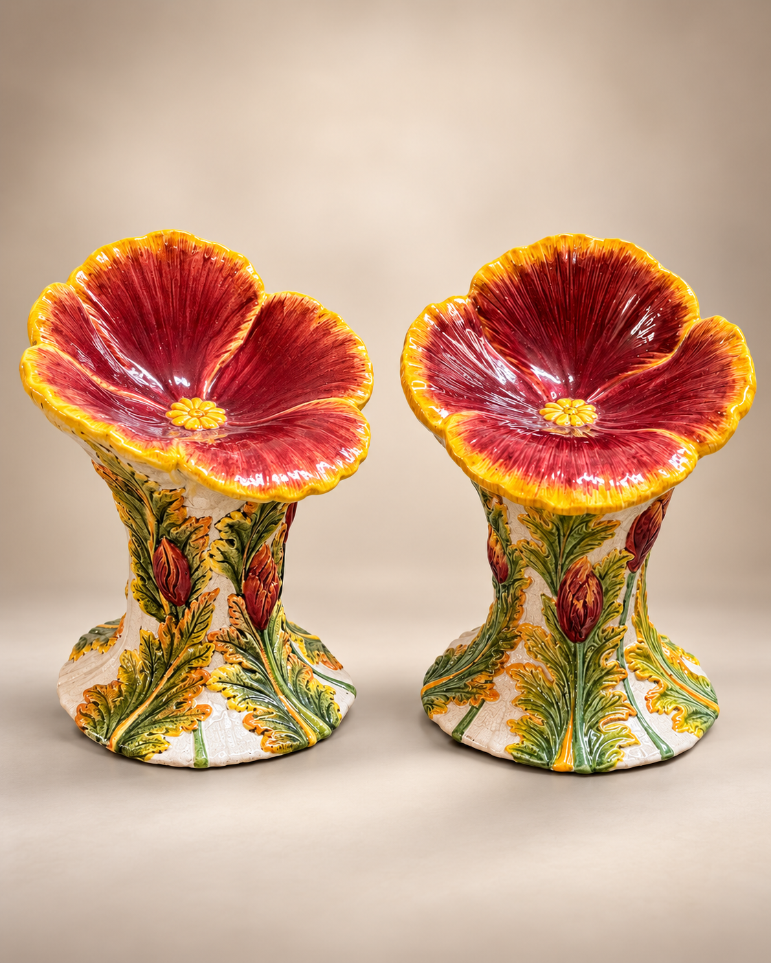 Ceramic Poppy Flower Chair or Garden Seat