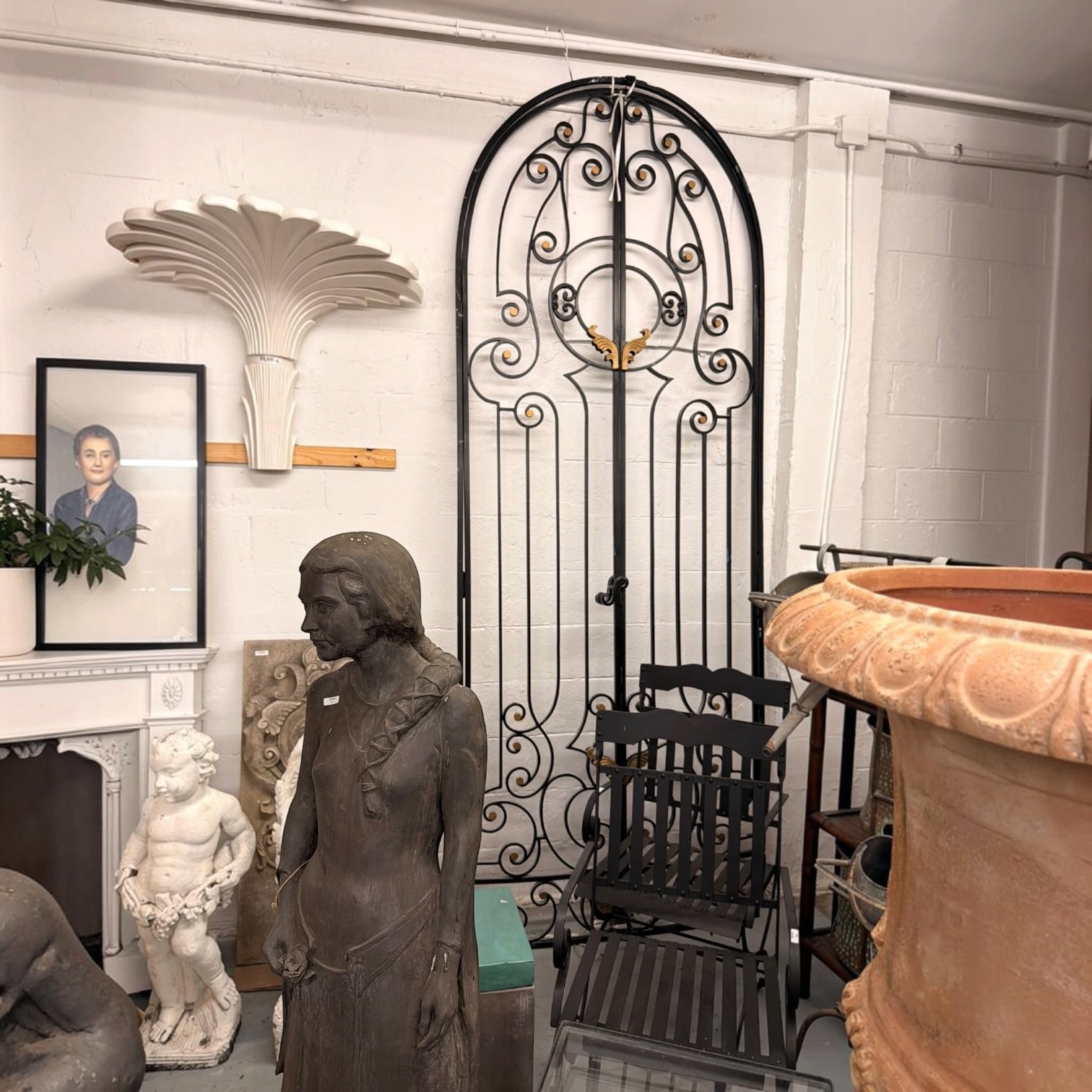 Pair of Antique Arched Iron Garden Gates - Image 2