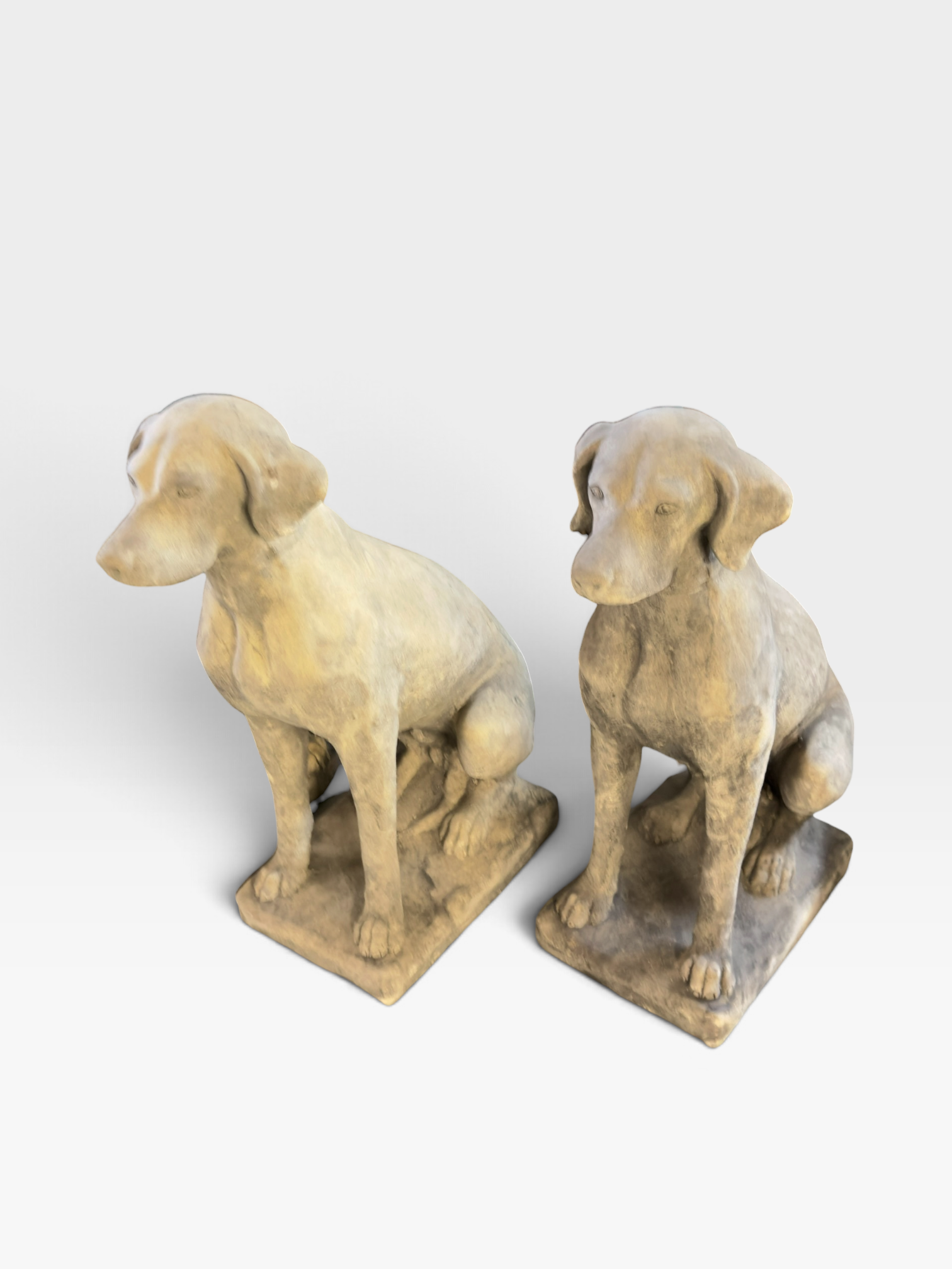 Pair of English Cast Stone Labrador Statues - Image 2