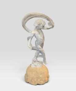 Antique English Lead Figure of a Dancing Putto on Stone Base