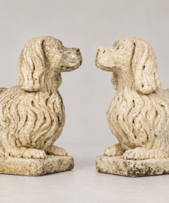 Pair of English Poured Stone King Charles Spaniels, c. 1930s
