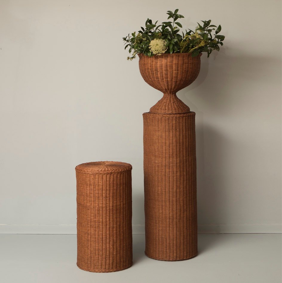 Hampton Large Rattan Pedestal Vase - Image 3