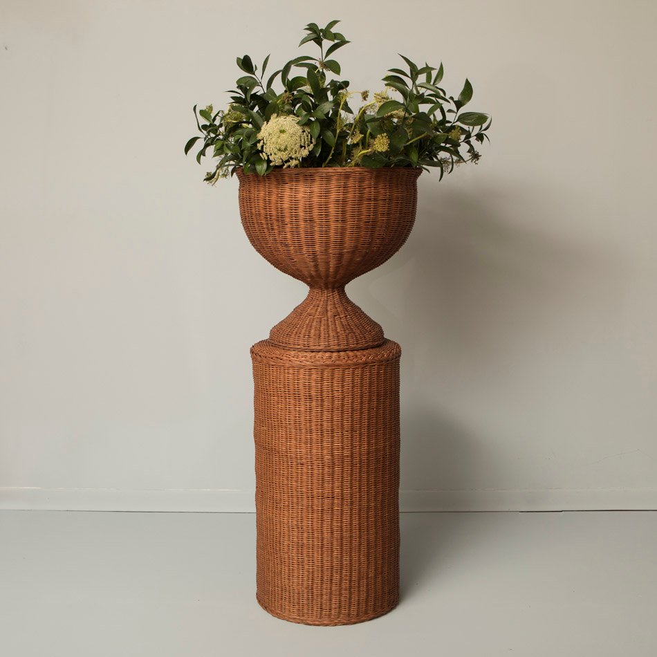 Hampton Small Rattan Pedestal Vase