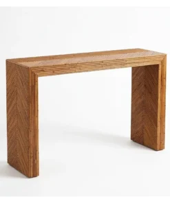 Vintage Pencil Rattan Chevron Waterfall Console Table